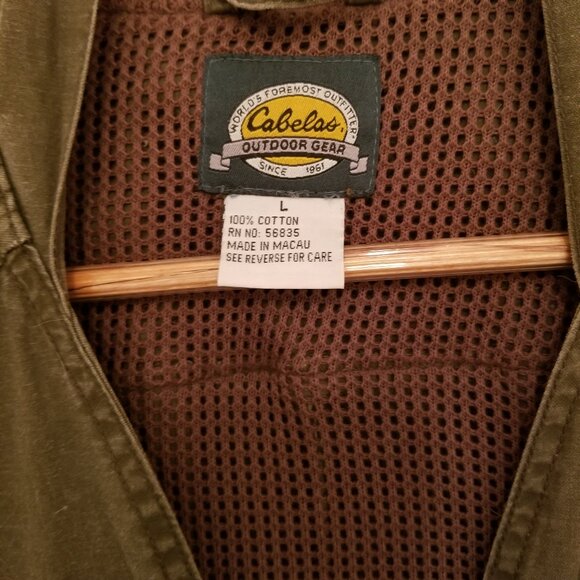 Cabela's Utility Tech Tactical Cargo Outdoor Vest Mens L Cotton Full Zip 56835 - Picture 4 of 9